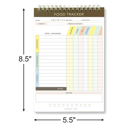 Cora Kate Food Journal Diary, 5.5 x 8.5 Calorie Counter Book, 52-Page Double-Sided Spiral Bound Meal Tracker for Tracking Calories, Carbs, Fat, Protein, Calorie Tracker, Food Log for Diet & Nutrition