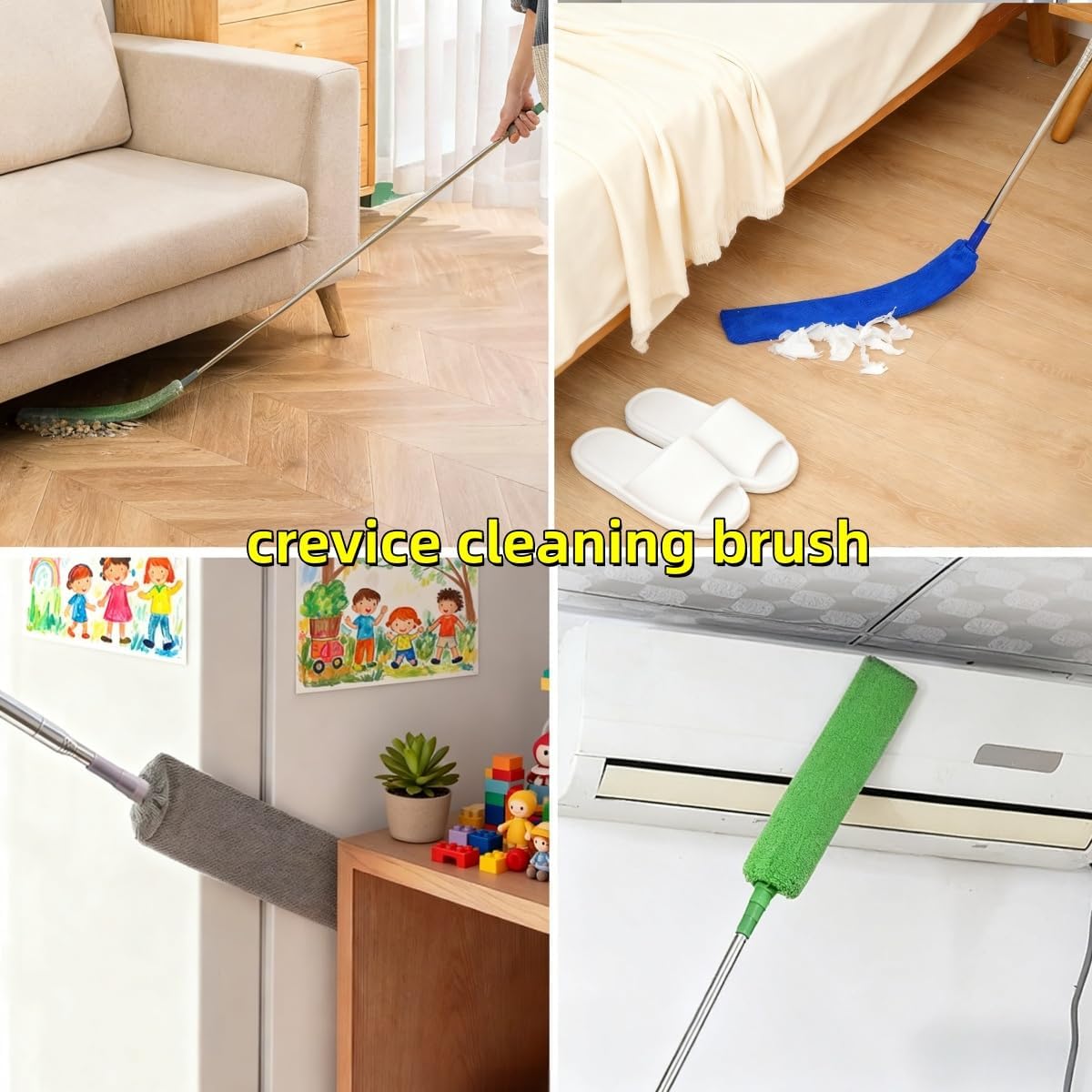 Retractable Gap Dust Cleaner Under Appliance Cleaning Tool, GMLRKY Flat Duster for Under Refrigerator Fridge Stove Couch Bed, Skinny Thin Duster for Tight Spaces (Blue)
