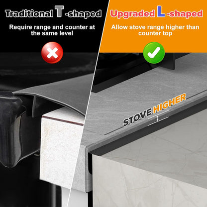 Stove Gap Covers, 2 Pack Stainless Steel Stove Gap Filler Black | Heat Resistant Oven Gap Filler Adjustable Length Range Trim Kit Non-Slip Stove Guard Between Stove Top & Counter