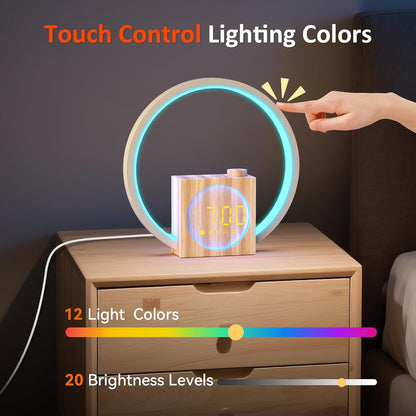 Sunrise Alarm Clock for Heavy Sleepers: White Noise Machine 12 Light Colors, 30 Sleep Sounds, 10 Soft Wake-Up Sounds - Wake up Light with Touch Control for Bedrooms, Yoga, Meditation & Relaxation
