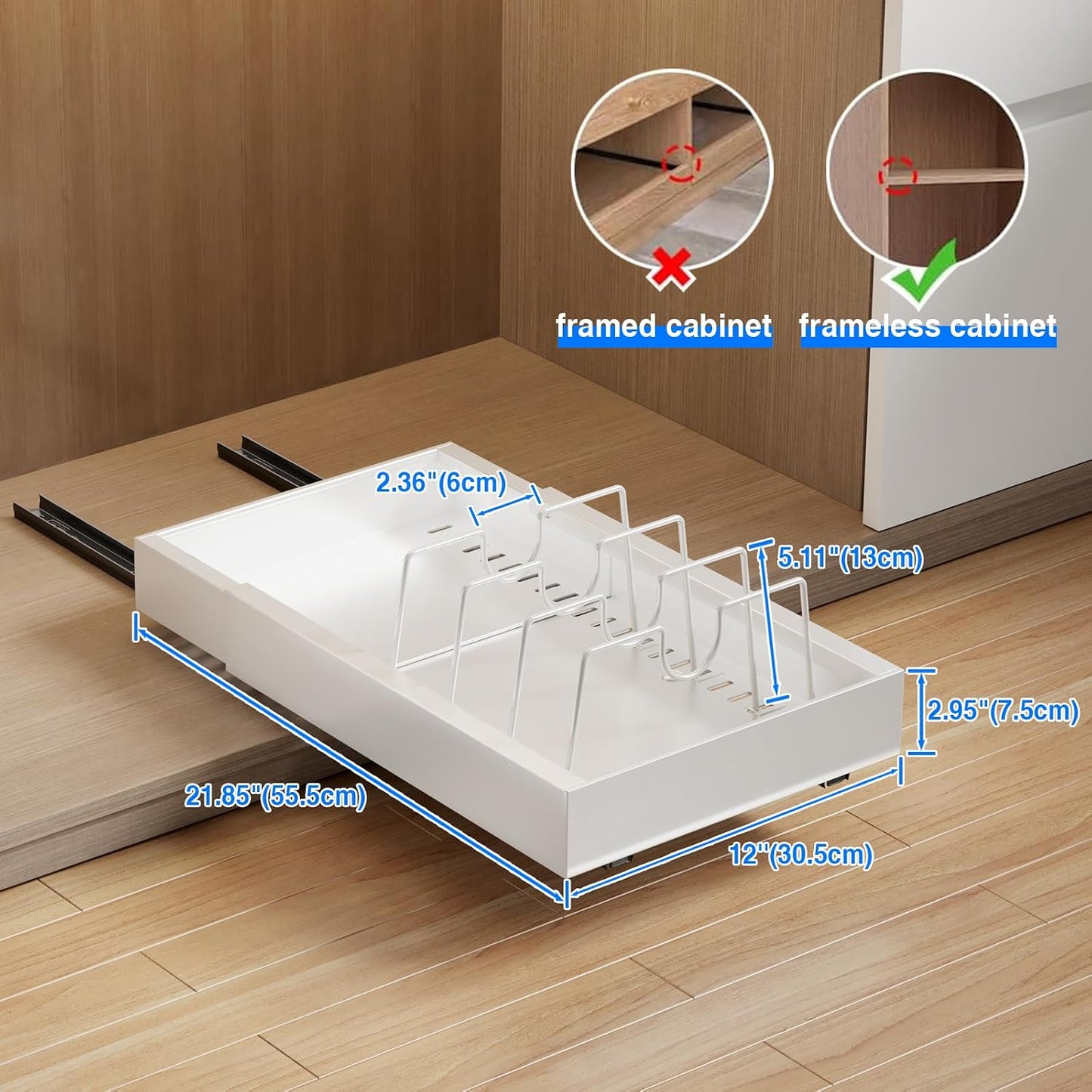 Mustorn 2 Pack Pull Out Cabinet Organizer, Slide Out Drawers for Cabinets, Peel and Stick, Heavy Duty Shelves for Kitchen, Cupboard, Pantry, Bathroom (16.5"D*11.8"W*3.94"H-Black)