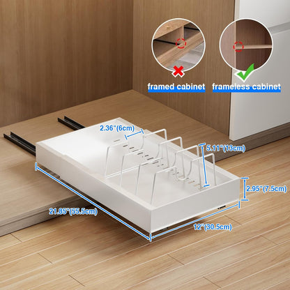 Mustorn 2 Pack Pull Out Cabinet Organizer, Slide Out Drawers for Cabinets, Peel and Stick, Heavy Duty Shelves for Kitchen, Cupboard, Pantry, Bathroom (16.5"D*11.8"W*3.94"H-Black)