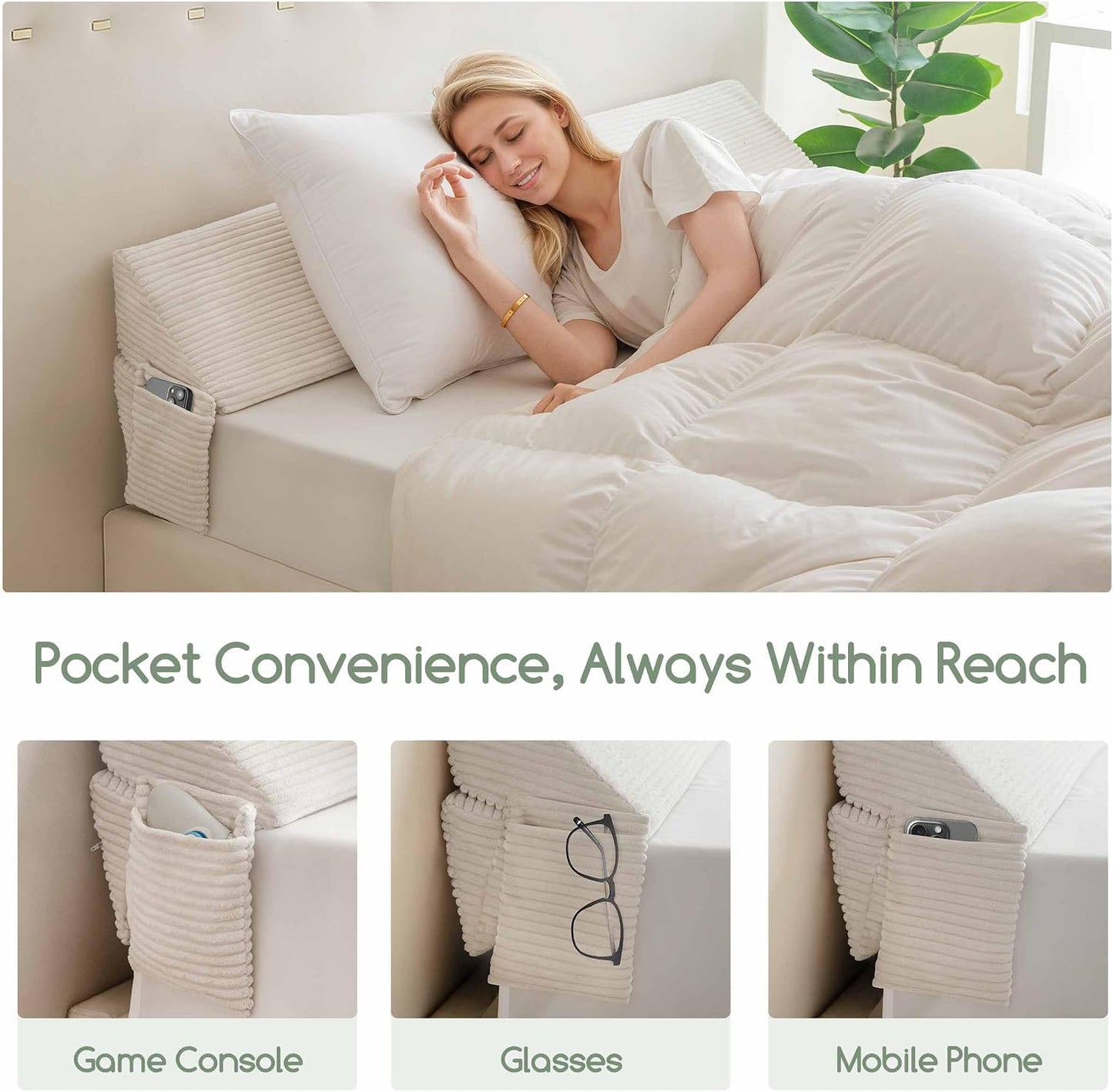 HIGOGOGO Queen Size Wedge Pillow for Headboard Gap - Multi Functional Mattress Wedge Bed Gap Filler Close The Gap (0-7") Between Your Mattress and Headboard or Wall (Grey 60"x11"x9")