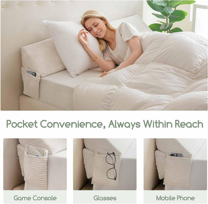 HIGOGOGO Queen Size Wedge Pillow for Headboard Gap - Multi Functional Mattress Wedge Bed Gap Filler Close The Gap (0-7") Between Your Mattress and Headboard or Wall (Grey 60"x11"x9")
