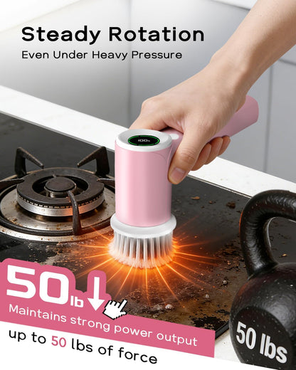 PUFTEM Electric Shower Scrubber, Cordless Bathroom Scrubber, Dual Direction | Dual Direction Cleaning, 6 Replaceable Brush Heads, IPX7 Waterproof, Kitchen, Grout, Tile, Tub, Sink and Corner Cleaning