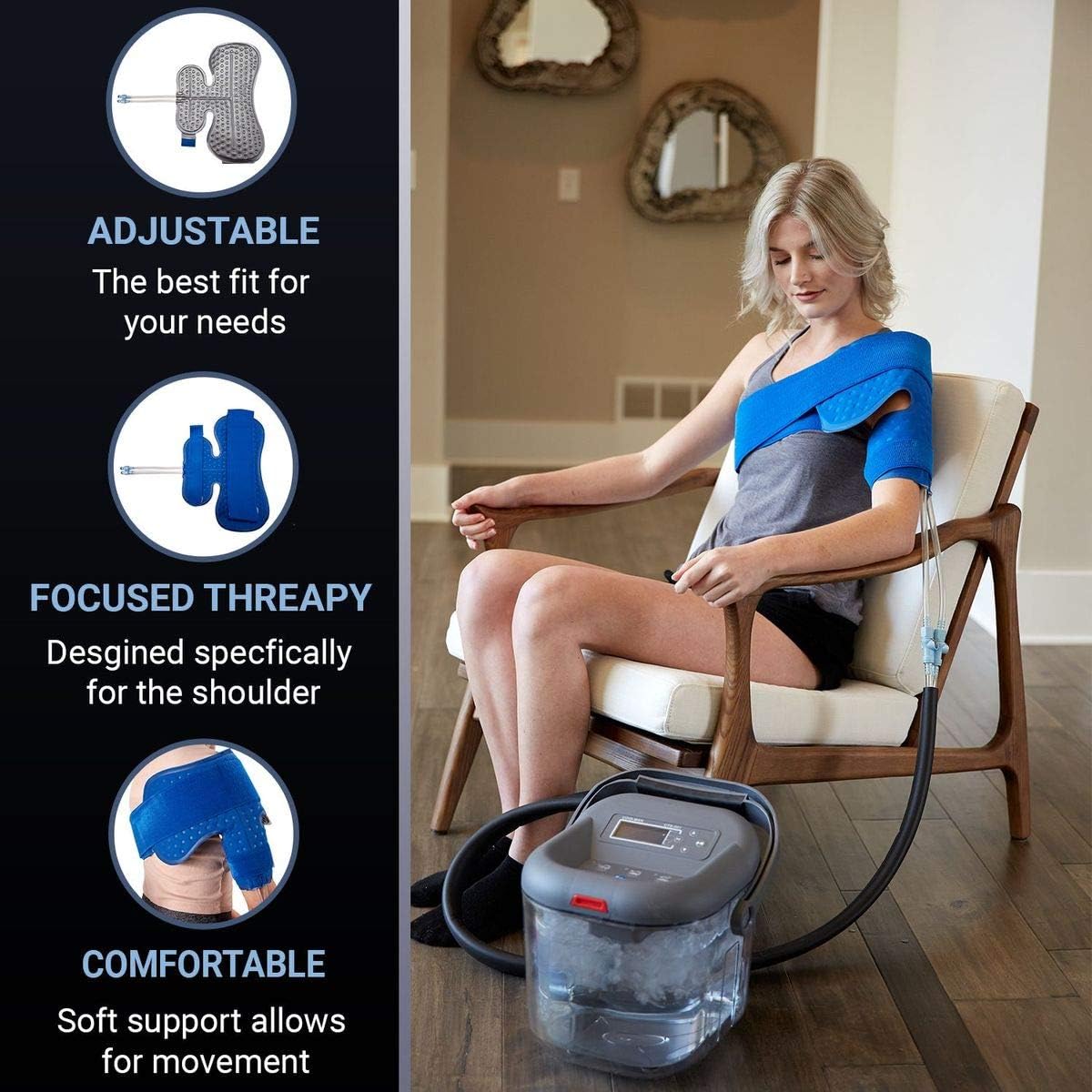 Cold Water Therapy Versatile-Fit Pad for PMT Cryotherapy Unit - Post Surgery and Injury Recovery - Pad Only for Circulating Ice Machine for Knee, Shoulder Pain Relief - with Custom couplings