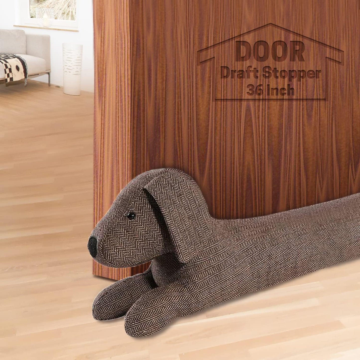 SWISSELITE 36 Inch Under Door Stopper, Decorative Door Noise Blocker | Weighted 3.2 Pounds Animal Air Draft Stopper Soundproof Energy Saver for Door & Window