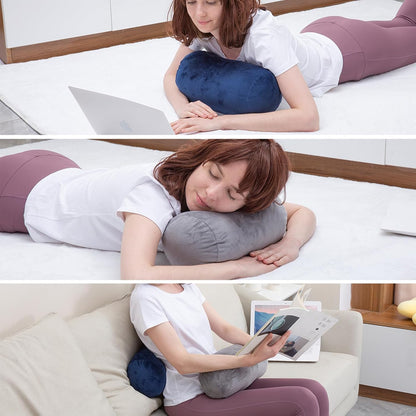 1 MIDDLE ONE Round Cylinder Bolster Pillow with Removable Cooling Cover, Tube Roll Cervical Pillow for Head, Neck, Back and Legs Support, 13"x 6", Grey