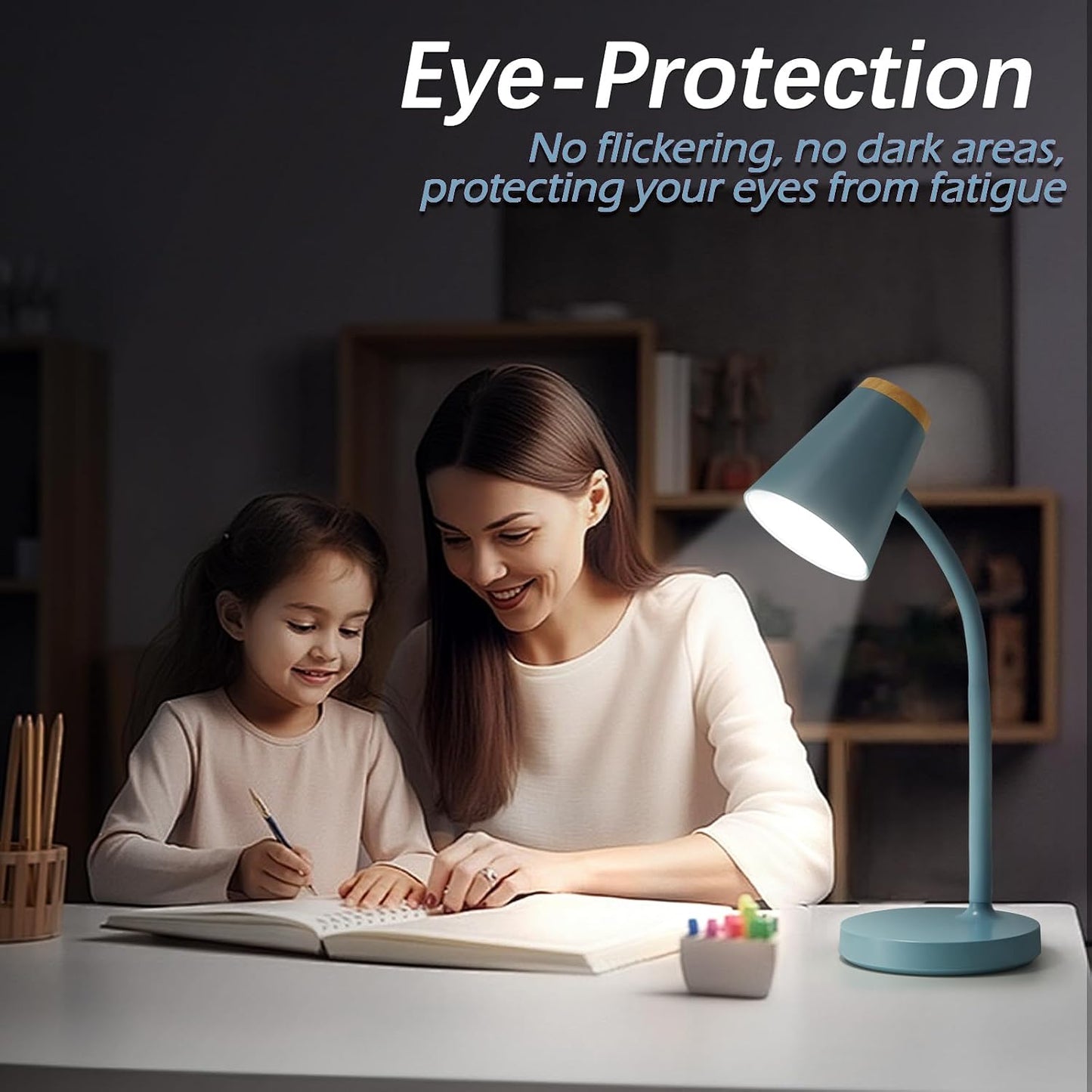 EJIAXIN Clip on Desk Lamp for Home Office - Small LED Touch Dimmable Reading Light for College Dorm Room - Adjustable Flexible Gooseneck Clamp Light Table Lamp for Bedside Bedroom Bed Headboard White