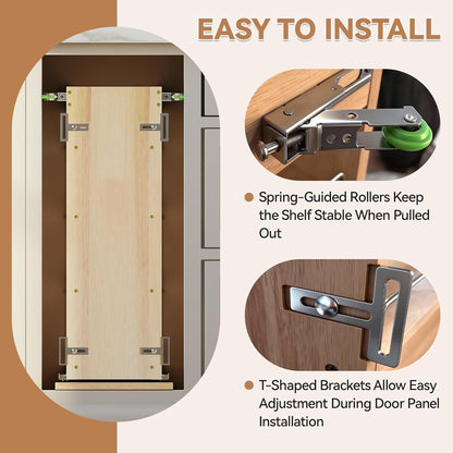 Pull Out Spice Rack Organizer for Cabinet (5" W x 22.3" D x 25.2" H), Sliding Spice Rack for Kitchen Cabinet, Wood Pull Out Cabinet Organizer for Multi-Use
