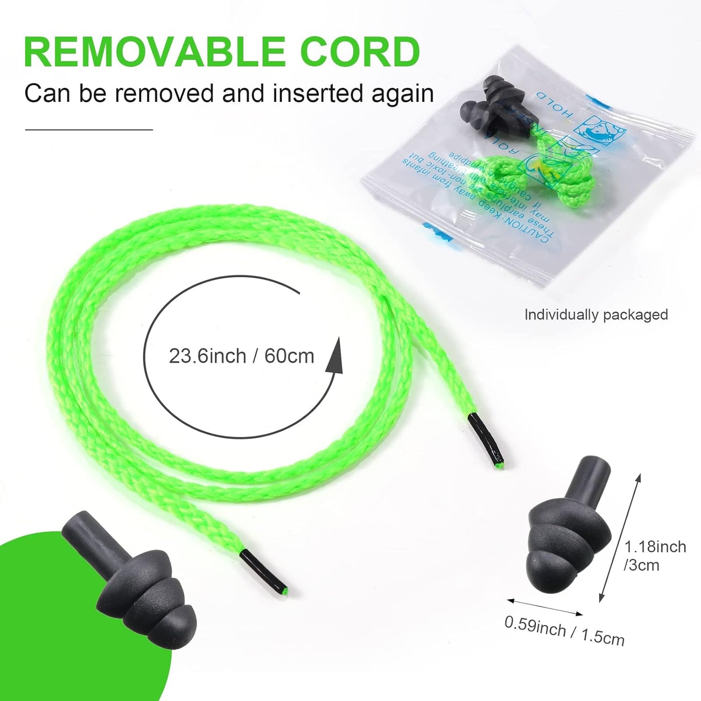 Tondiamo 200 Pairs Ear Plugs Reusable Silicone Earplugs with Cord Sleeping Individually Wrapped Hearing Protection Noise Cancelling Earplugs for Work Construction Shooting Sports(Fresh)