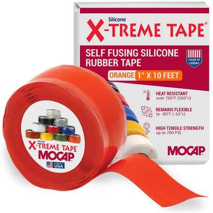 X-Treme Tape Self Fusing Silicone Tape - 1" x 10 Ft Roll - White | Heavy Duty Rubber Electrical Tape, Waterproof, For Automotive, Hose, Pipe, Outdoor & Emergency Repairs, Insulating, Flexible