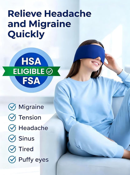 Cooling Gel Eye Mask for Puffy Eyes, Migraine & Headache Relief, Full Eye-Area Cold Compress for Eyes & Temples, FSA Eligible HSA Reusable Eye Ice Pack for Swelling & Post-Surgery Recovery