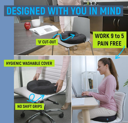 PT ENDORSED Donut Pillow for Tailbone Pain Relief Cushion - Coccyx & Hemorrhoid Pillow for Sitting - Donut Seat Cushion for Pressure Relief, Prostate, Postpartum, Pressure Sores, Lifting Cushions