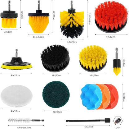 30 Piece Drill Brush Attachments Set, Scrub Pads & Sponge & Wire Brush for Drill, Power Scrubber Brush with Extend Long Attachment, Drill Scrubber Brush Kit for Bathroom, Floor, Car, Grout