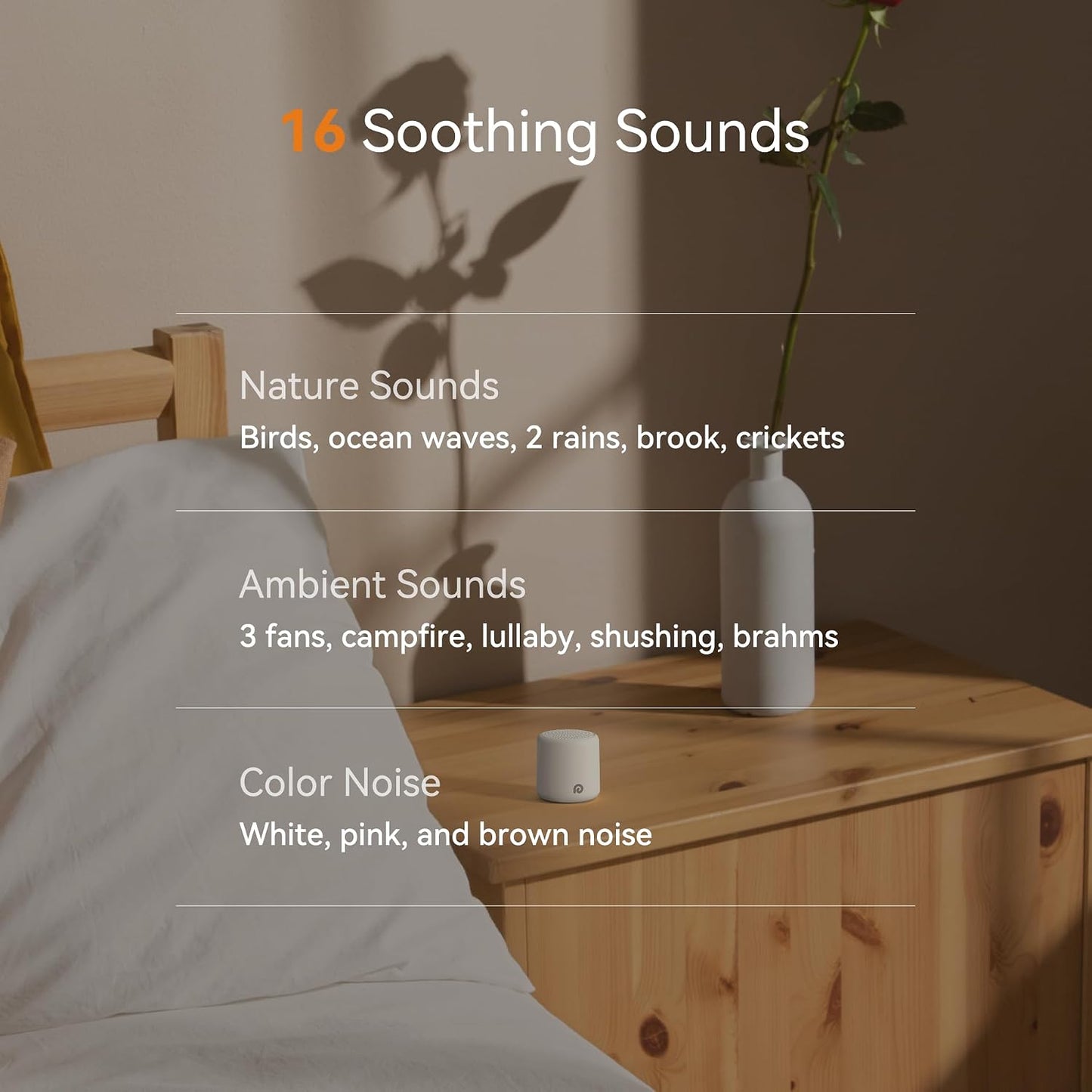 Dreamegg Portable White Noise Machine, 1000mAh Battery, Travel Sleep, Cream | Egg-Sized, 16 Sounds, USB-C, Timer, Baby & Adults, Office Privacy, Gift Use