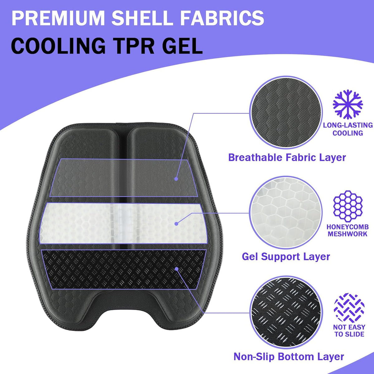 Soft Thin Gel Seat Cushion with 1 Inch Gel - Sciatica Relief