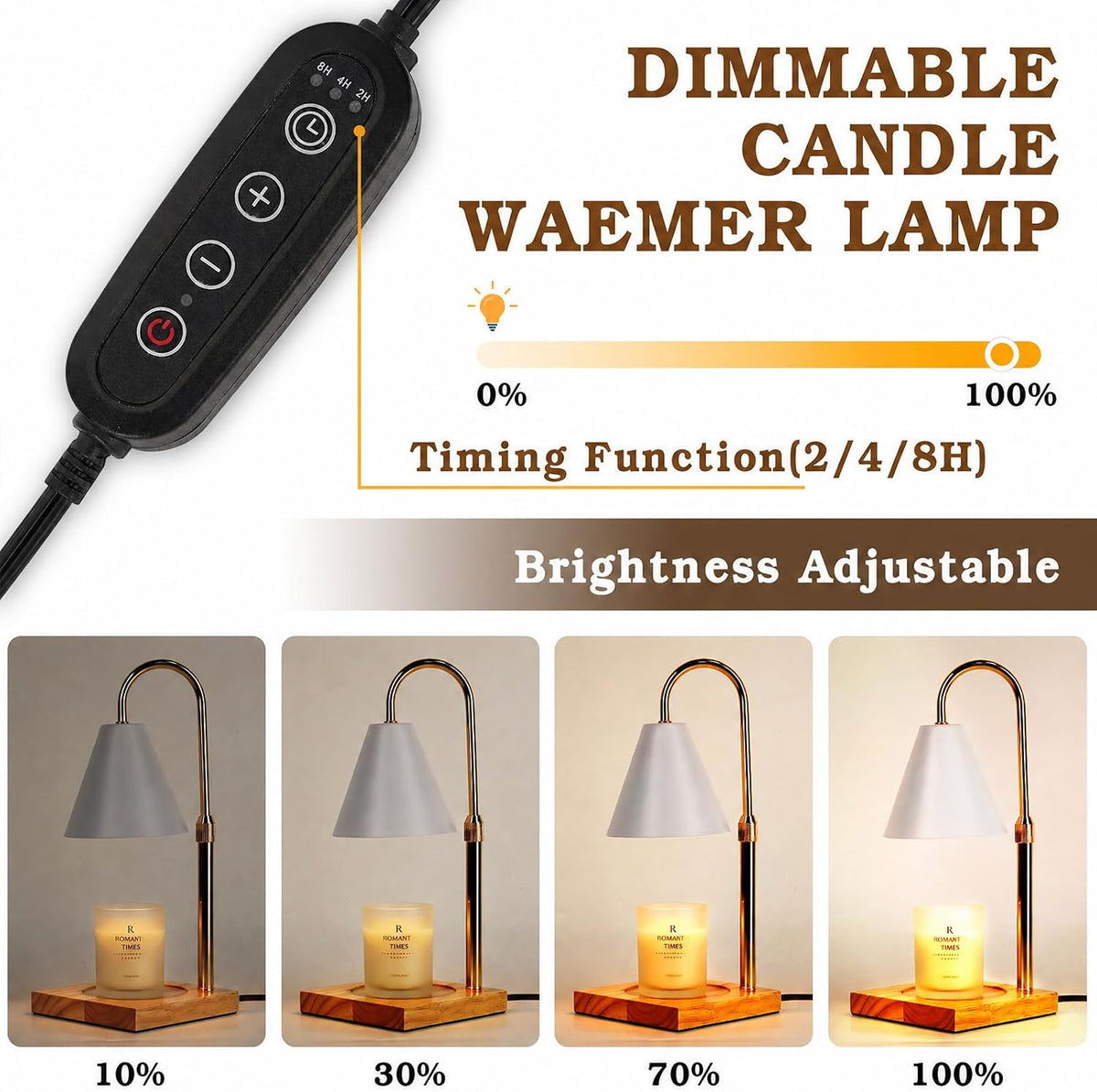 Modern Candle Warmer Lamp with Timer, Dimmable Candle Lamp Warmer, Mothers Day Birthday Gifts for Women Men, Black Candle Warmer, Adjustable Candle Light Warmer, Cozy Living Room Bedroom Home Decor