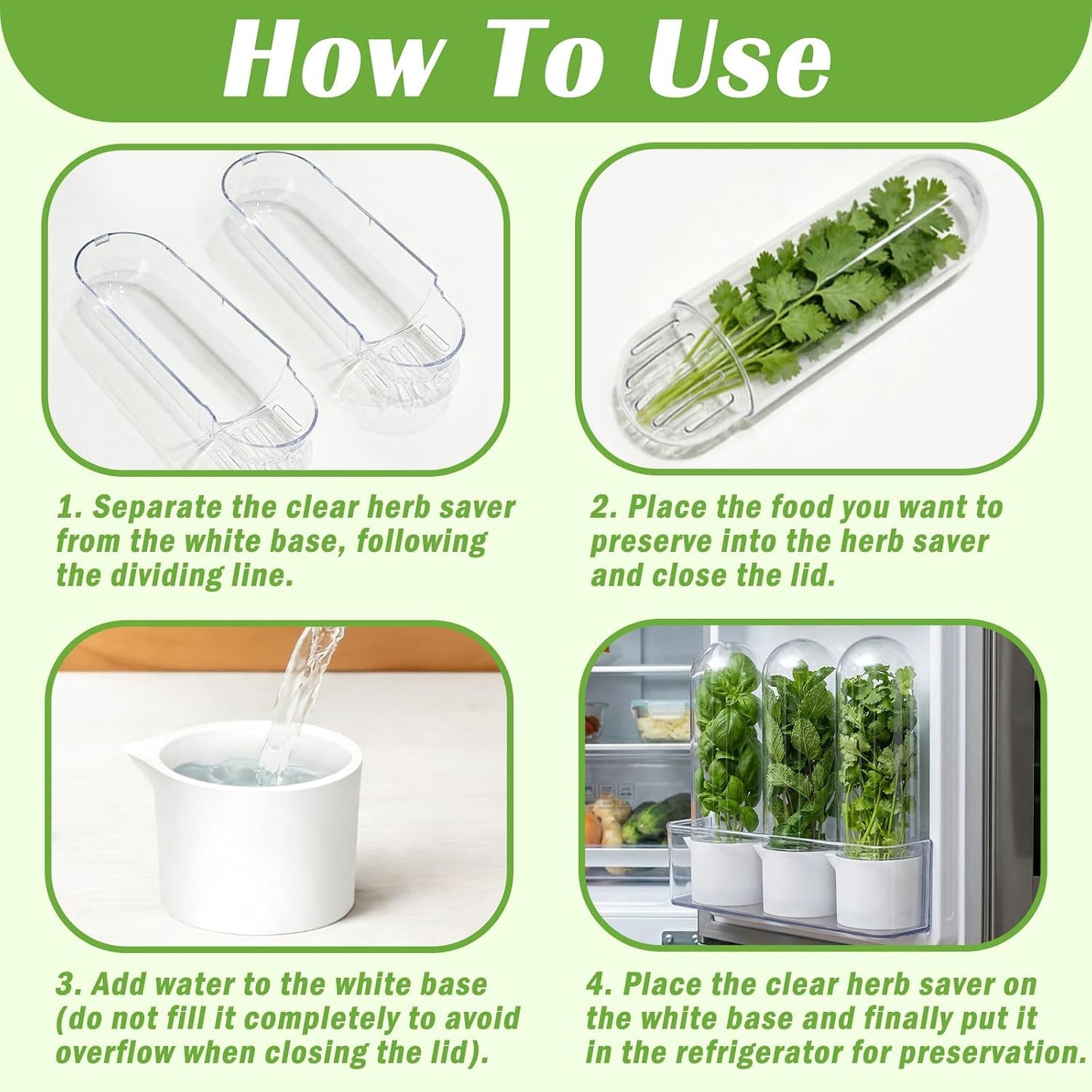 Ideal Swan Herb Keeper, 3 Pack Herb Saver Refrigerator for Cilantro & Herbs | Keeps herbs fresh 2-3 weeks. 3 pack stores cilantro, parsley, asparagus, lettuce. Easy-clean, stackable, fits fridge shelves.