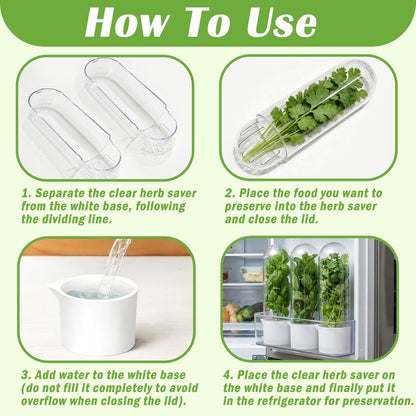 Ideal Swan Herb Keeper, 3 Pack Herb Saver Refrigerator for Cilantro & Herbs | Keeps herbs fresh 2-3 weeks. 3 pack stores cilantro, parsley, asparagus, lettuce. Easy-clean, stackable, fits fridge shelves.