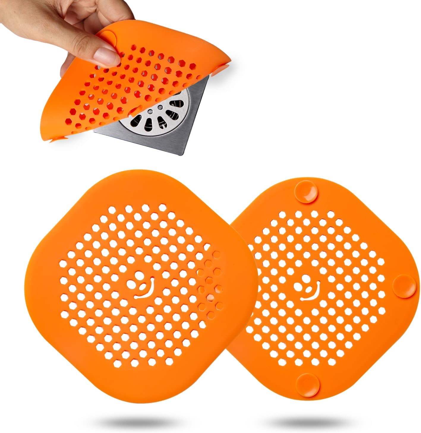 2 Pack Drain Hair Catcher Silicone Bathroom Accessories Shower Drain Protector Sink Drain Strainer Hair Stopper for Shower Kitchen Bathroom Tub Grey