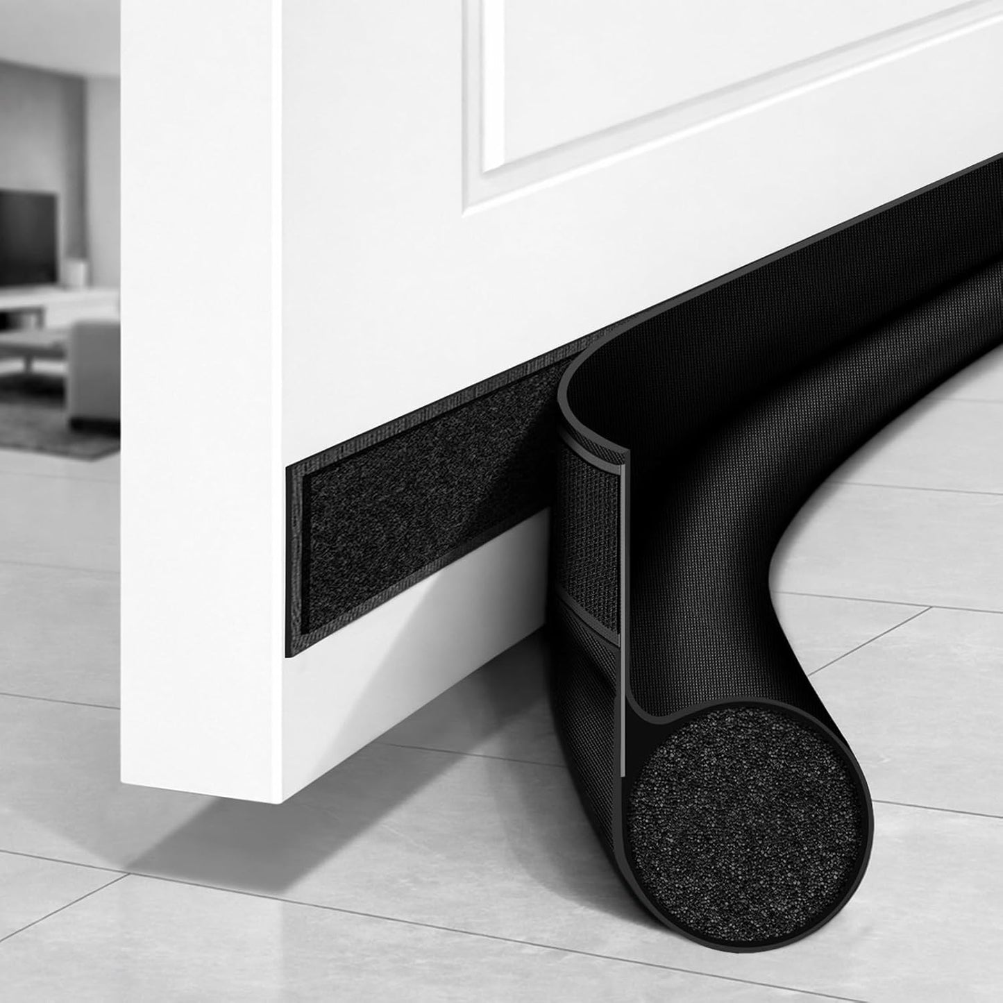 HomeProtect Door Draft Stopper Weather Stripping Door Seal Under Door Sweep Block Cold Air Gaps Front Soundproof Draft Blocker for Bottom of Door Suitable for Interior/Exterior,White