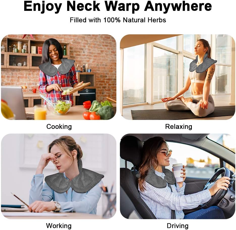 MORLIDEN Microwavable Heated Neck Wrap Warmer and Shoulder Weighted Heating Pad Microwave for Hot and Cold Compress - Purple