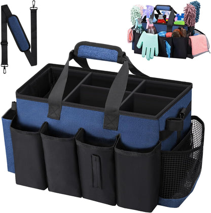Wearable Large Cleaning Caddy Bag for Housekeepers (Black&Gray) | Cleaning Supplies Organizer with Adjustable Shoulder, Waist & Handle Straps, Detailing Bag for Kitchen Supplies