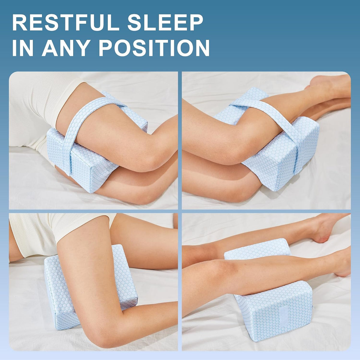 UJPFEO Knee Pillow for Side Sleepers, Leg Pillow for Sciatica, Back, HIPS, Knees, Joints Pain Relief,Pillows for Between Legs While Sleeping Spine Alignment Support & Relieves Pressure,Cooling White