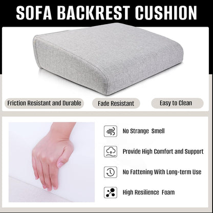 Couch Back Cushions Pillows, Wedge Pillow for Couch & Bed, Back Lumbar Support Pillow, High-Density Foam Backrest Cushion with Linen Cover for Back Pain Relief