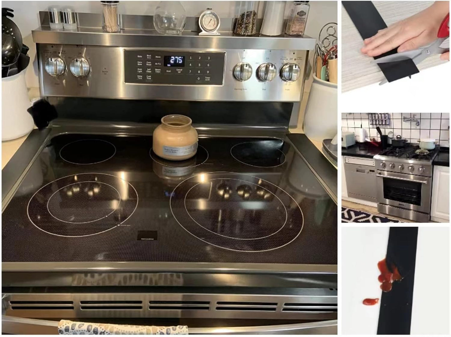 Silicone Kitchen Stove Gap Covers, Kitchen Counter Gap Anti-Slip Non-Tacky Filler Seals Spills Between Counter, Stovetop, Oven, Washer, Heat-Resistant，Set of 2 (21 Inches, Black) by liboyixi