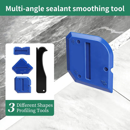 6 in 1 Caulking Tool & Caulk Remover Tool Kit with Dual-End Multi-Function Handle – Grout Removal Tool & Scraper for Bathroom, Kitchen, Tile Sealing
