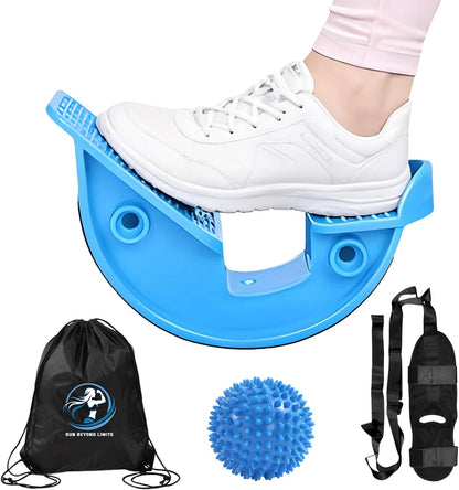 JIURUN Calf Stretcher and Foot Rocker for Plantar Fasciitis - Leg Stretching Strap, Hamstring and Calf Stretcher, Suitable for Stretching Legs and Thighs (Blue)