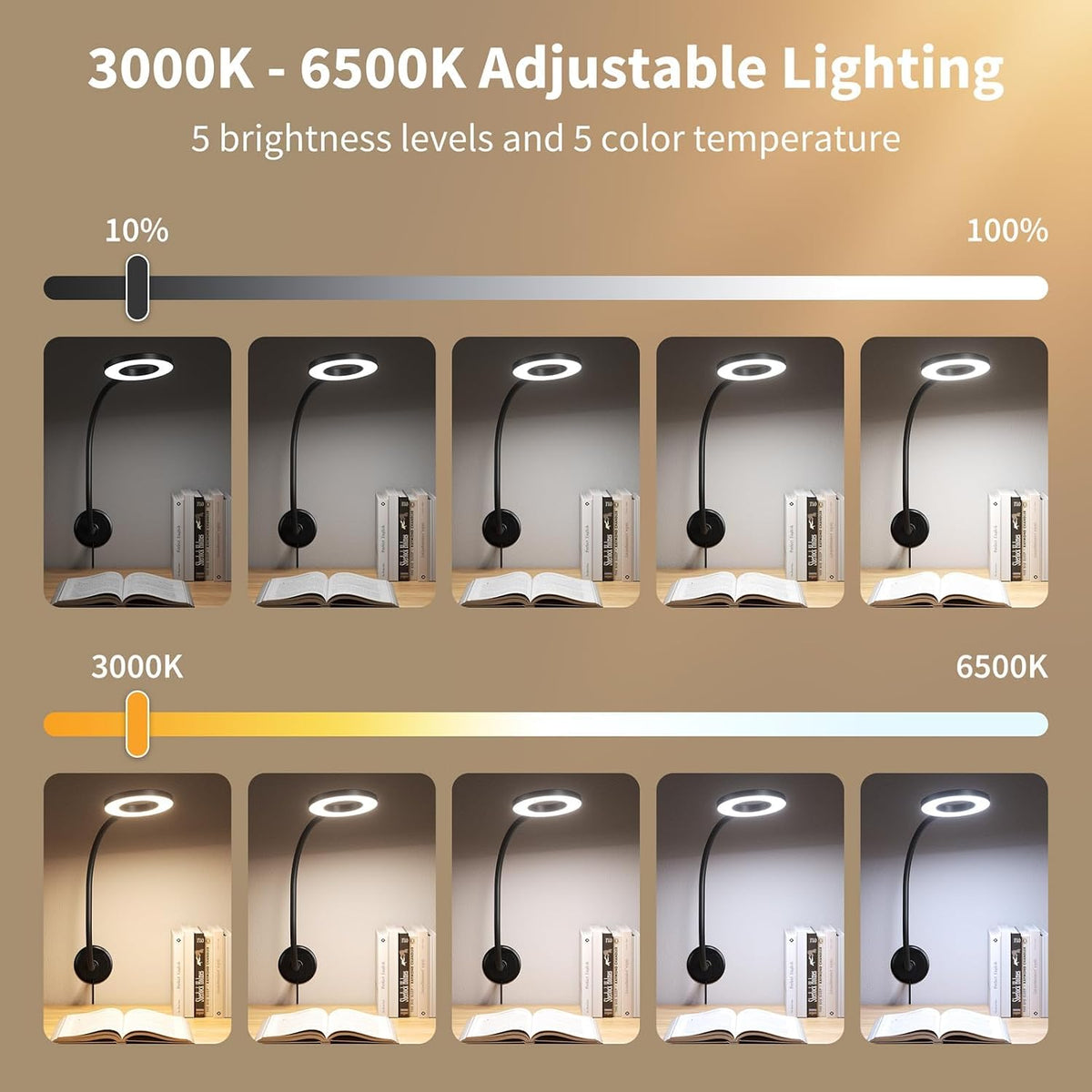 LED Neck Reading Light, Bendable Rechargeable Book Light 110-hr Lasting