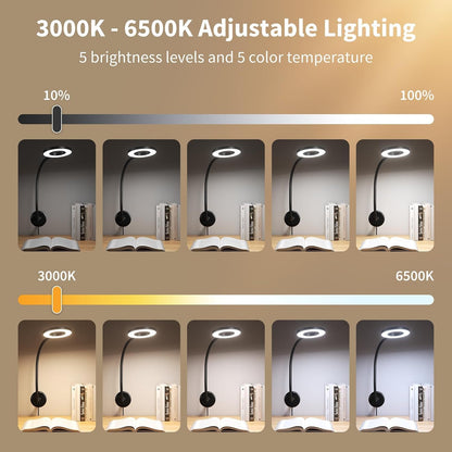 LED Neck Reading Light, Bendable Rechargeable Book Light 110-hr Lasting