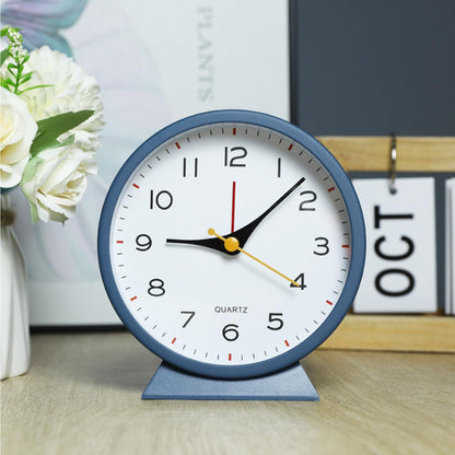 SHISEDECO Small Antique Retro Analog Alarm Clock, 4.5" Desk Clock, Pink | Small Silent Bedside Deskclock with Light Function, Non-Ticking Tableclock Decor for Living Room, Bedroom, Bedside, Shelf