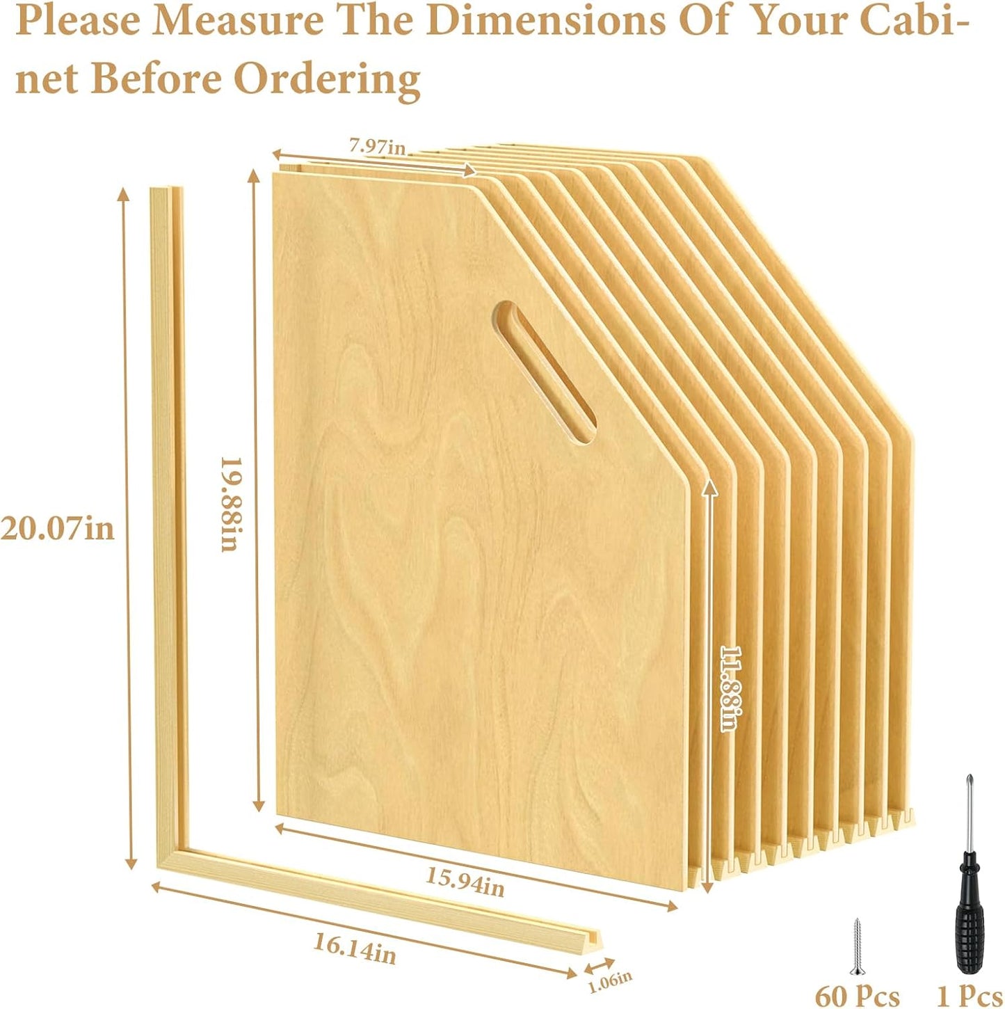 4 Pack Wood Tray Dividers for Cabinet, Cookie Sheet Organizer for Cabinet | No cutting required, Premium Wood, 2 Assembly Methods, Kitchen Cabinet Dividers for Storing pans, Baking tray, Cutting Board
