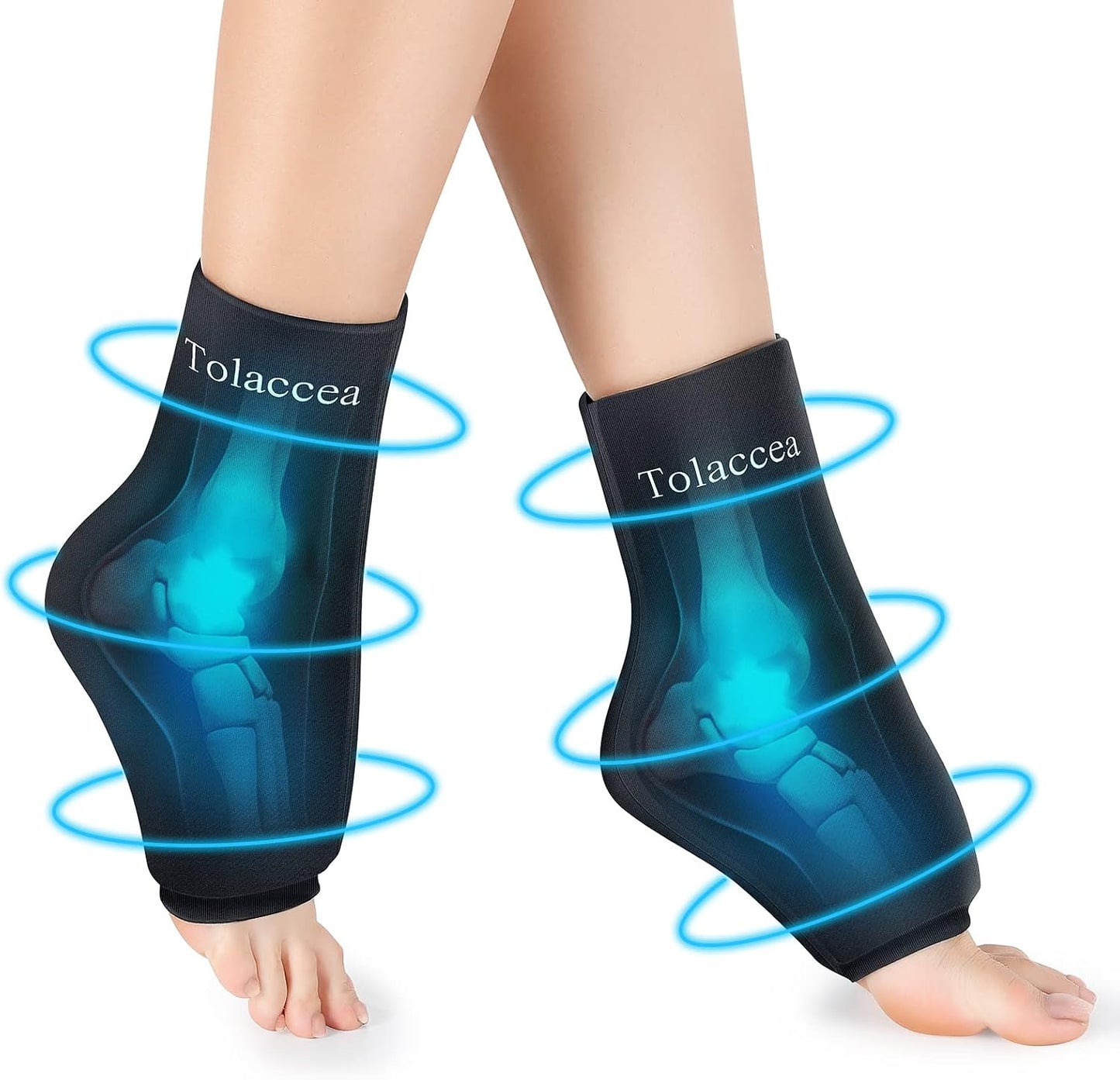 Ankle Foot Ice Pack Wrap for Injuries, Reusable Gel Ice Pack for Hot & Cold Therapy, Cold Therapy Compression Sleeve for Achilles Tendonitis,Plantar Fasciitis,Swelling,Sprained,Pain Relie