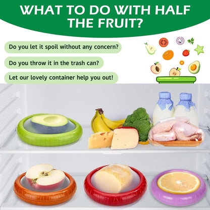 Avocado Saver and onion storage - Set of 4 Preventing Food Flavor Skewering Reusable Storage Containers for Fridge -Ideal for Garlic, Onions, Lemons, and Potatoes