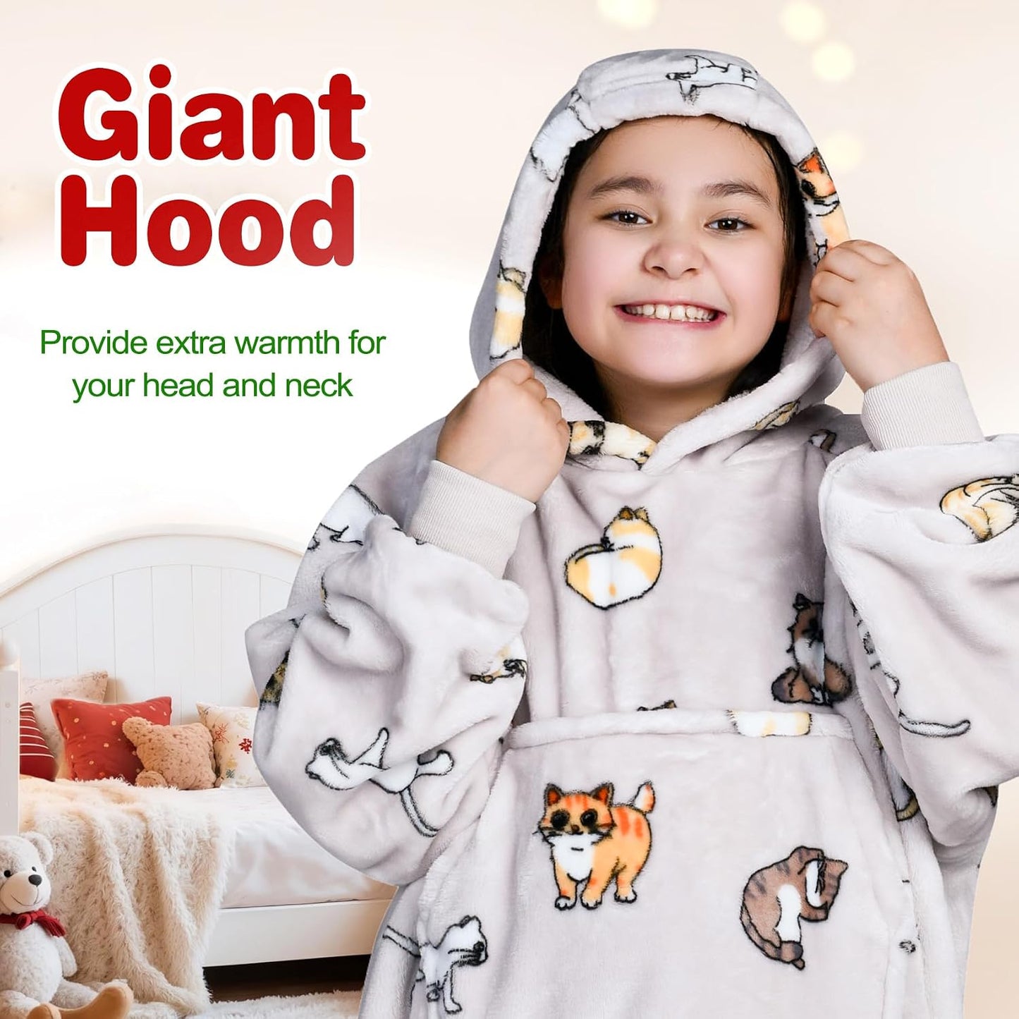 Wearable Blanket Sweatshirt Gifts for Women and Men, Warm and Cozy Giant Blanket Hoodie, Thick Flannel Blanket with Sleeves and Giant Pocket - Dark Gray