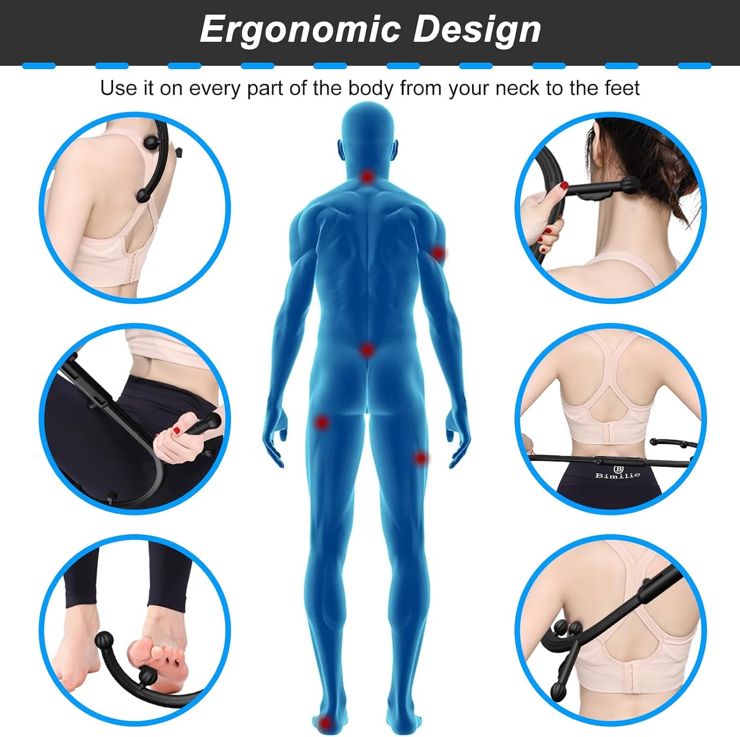 AISZG Back and Neck Massager - Massage Trigger Point Cane,Birthday Gifts for Women Men Her Him Mom,Valentines Day Gifts for Her Him Boyfriend(Black)