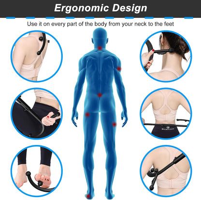 AISZG Back and Neck Massager - Massage Trigger Point Cane,Birthday Gifts for Women Men Her Him Mom,Valentines Day Gifts for Her Him Boyfriend(Black)