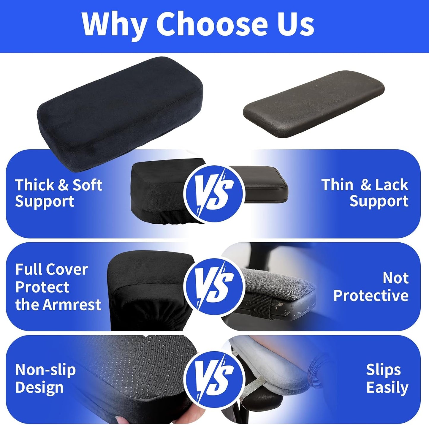 YOUFi Office Chair Arm Covers,Extra Soft Velvet Armrest Cushion,Set of 2 | Ergonomic Support for Elbows & Forearms Pressure Relief, Non-Slip Full Cover Arm Rest Pads for Desk Chair,Gaming Chair, Gray