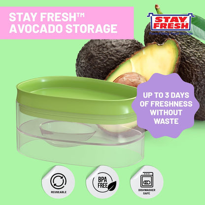 Kitchen Discovery Avocado Holder- Airtight, No Mess Avocado Storage Box- Keeps Your Avocados Fresh Up To 3 Days Preserves Flavor, Texture, and Freshness | and Green - Say Goodbye to Plastic Waste