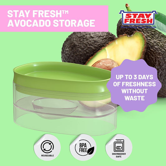 Kitchen Discovery Avocado Holder- Airtight, No Mess Avocado Storage Box- Keeps Your Avocados Fresh Up To 3 Days Preserves Flavor, Texture, and Freshness | and Green - Say Goodbye to Plastic Waste