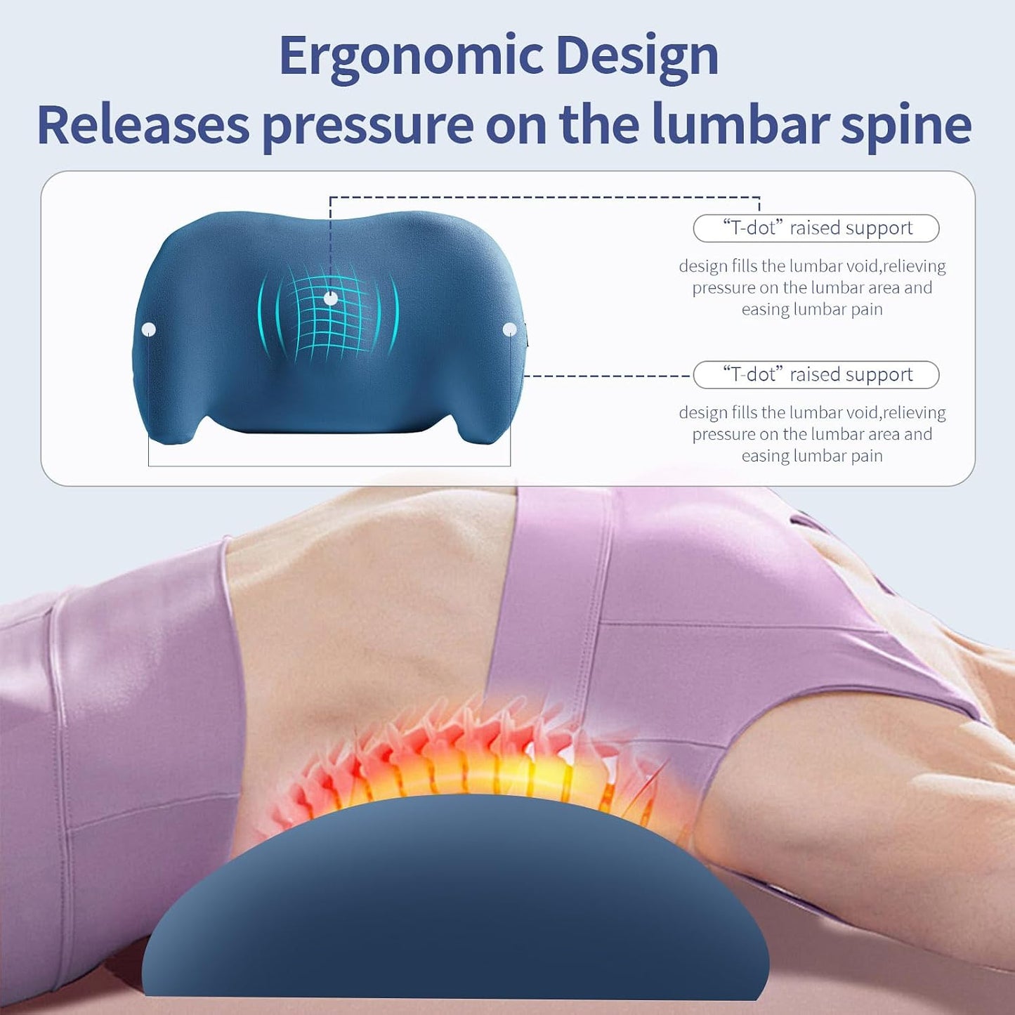 Lumbar Support Pillow for Office Chair, Memory Foam Car Back Cushion | Lumbar Pillow Lower Back with 4d Mesh Cover Adjustable Straps, Ergonomic Chair Back Pillow for Office, Car, Gaming Chairs
