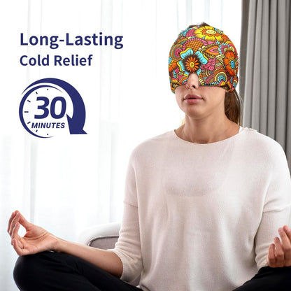ZNÖCUETÖD Migraine Headache Relief Cap Hat Full Head ice Pack Wrap Cold Cap