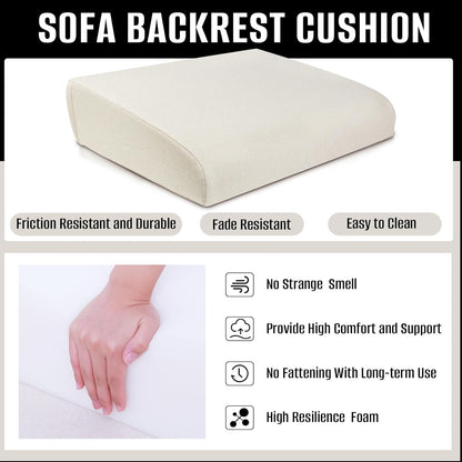 Couch Back Cushions Pillows, Wedge Pillow for Couch & Bed, Back Lumbar Support Pillow, High-Density Foam Backrest Cushion with Linen Cover for Back Pain Relief