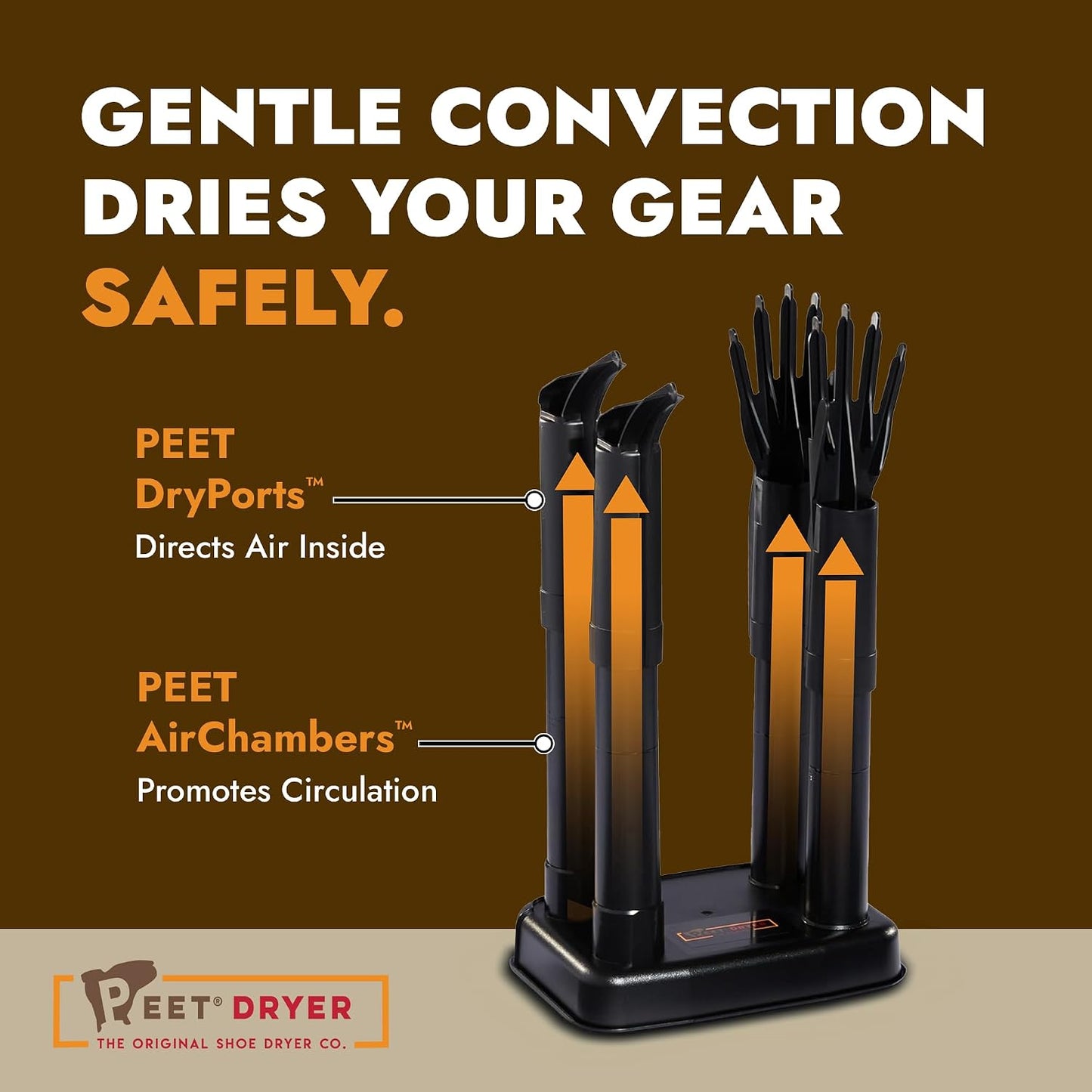 PEET Multi Boot, Shoe & Glove Electric Dryer with Built-In Glove DryPorts | Includes 2 Pairs of Shoes & 1 Pair of Glove Dryports, Silent & Always-On, For Ski, Snowboard & Hockey Gear, Made in USA