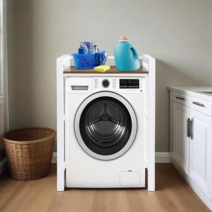 Heavy Duty Steel Shelf Over Washer and Dryer, Portable Washer and Dryer Stand, Laundry Room Organizer with Adjustable Laminate, Washing Machine Shelf for Bathroom and Laundry Room (Black-A)